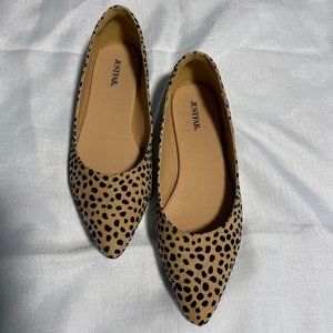 JustFab Animal Print Krissy Ballet Flats Pointed Toe Women Shoes US Size 9